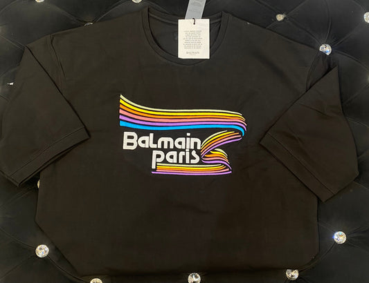 LAB Black Colour With Multiple Colour Lab Print And Lycra Cotton Fabric Drop Shoulder TShirt