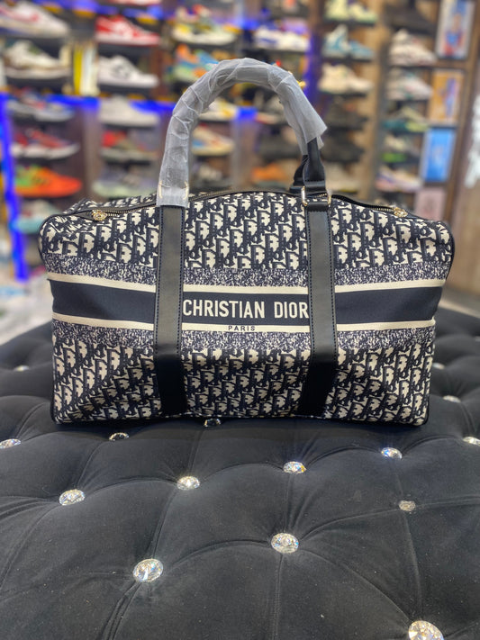 OID White Black Colour With Monogram Design Premium Quality Duffle Bag
