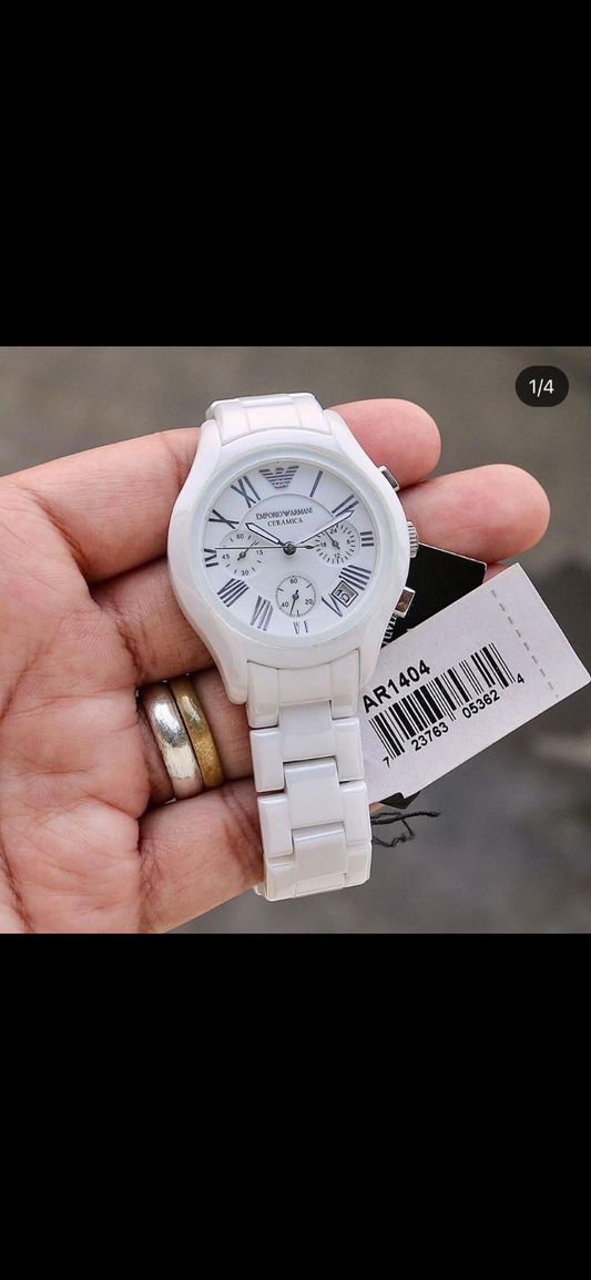 Mra White Chain White Silver Dial Ceramic Chrono Watch For Men