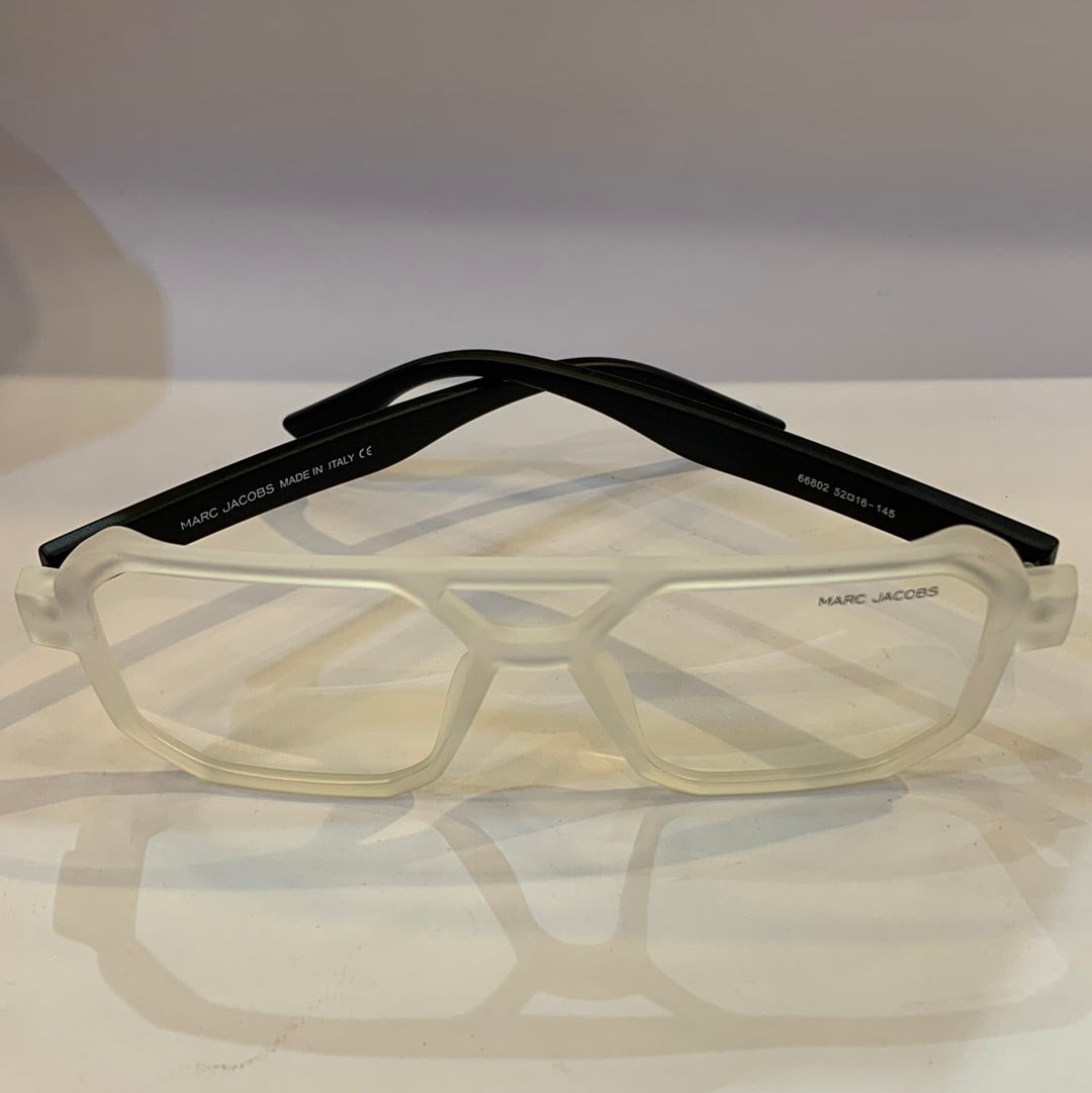 RAM Matte White Transperent Frame Black Stick Transperent Shade Unisex Sunglasses 66802 52 16-145