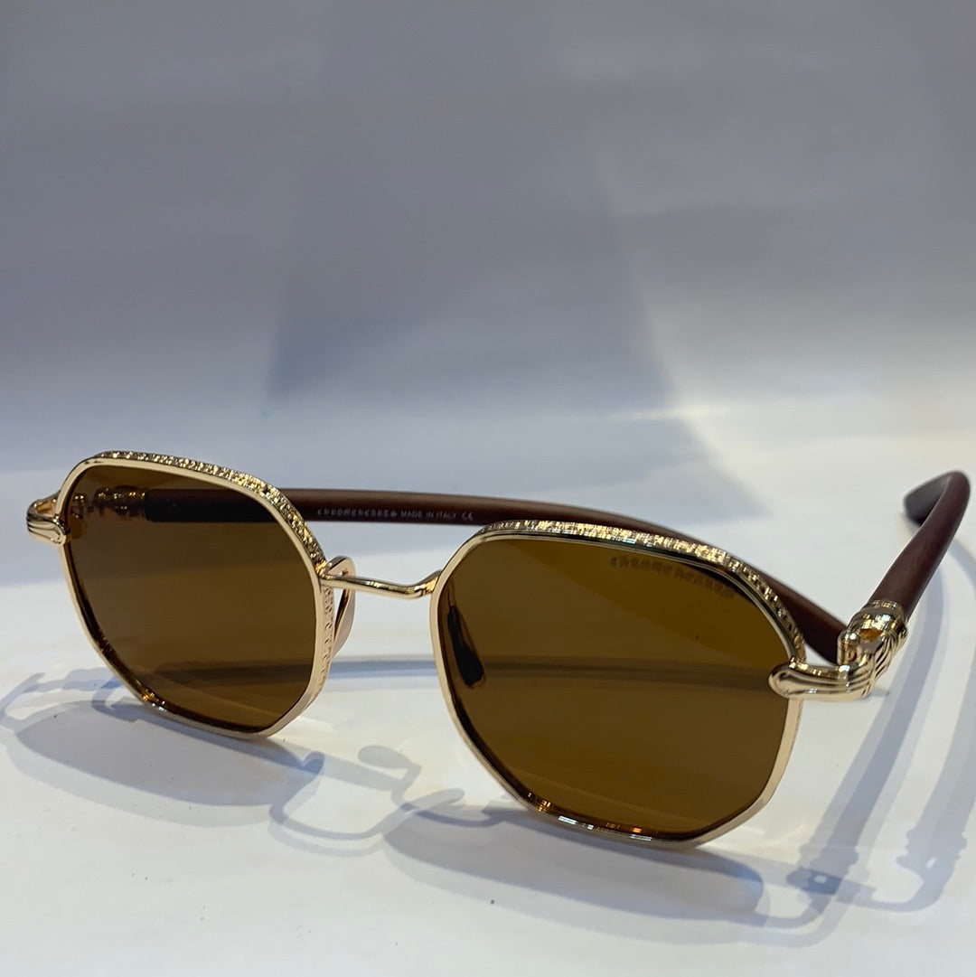 Car rac gold Frame brown Shade Unisex Sunglass 2A353 50 19 142