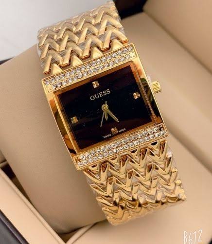 EUG Gold Chain Black Square Dial Ladies Watch 493127