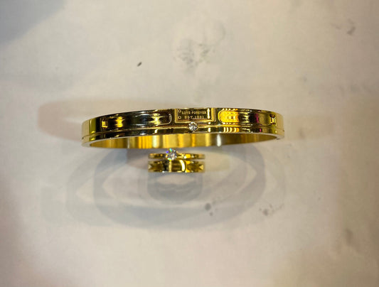 Gold Colour Diamond Studded With Ring  Heavy Quality Combo Bracelet 199934