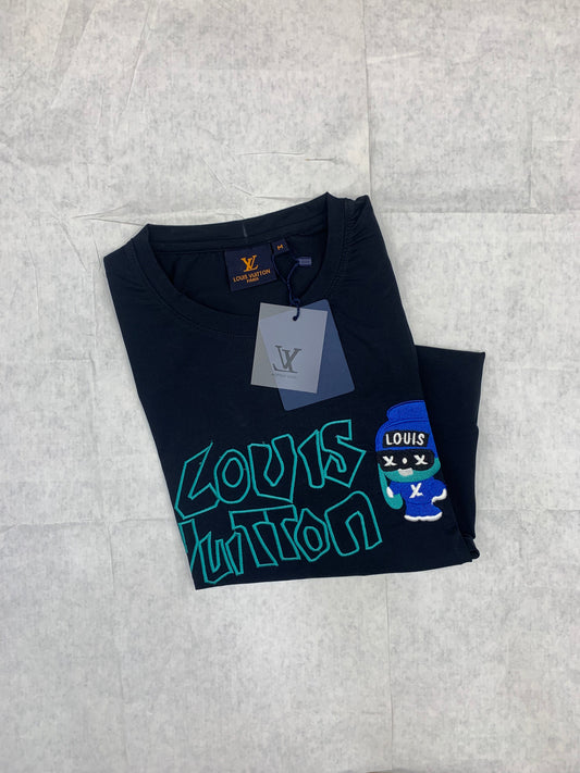 UOL VL Black Colour With Front Embroidery Lycra Fabric Tshirt 50186