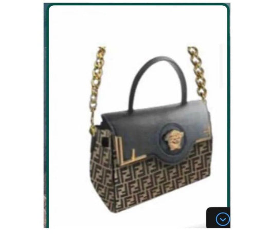 Nef Black Brown Colour FF Print Rev Logo Ladies Sling Bag 340002