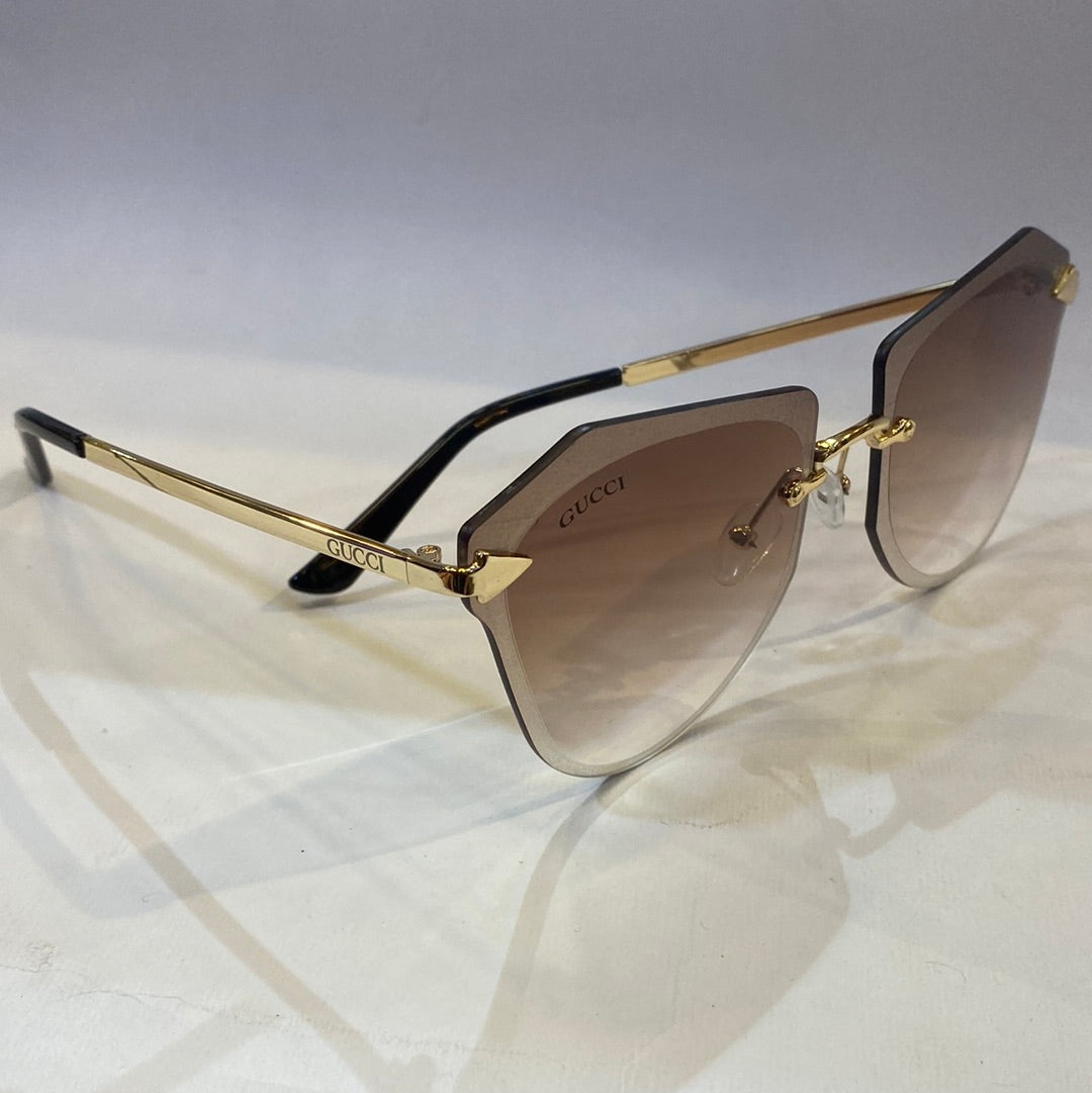 CUG Frameless Golden Stick Brown Shade Sunglass 6872 63 17-145