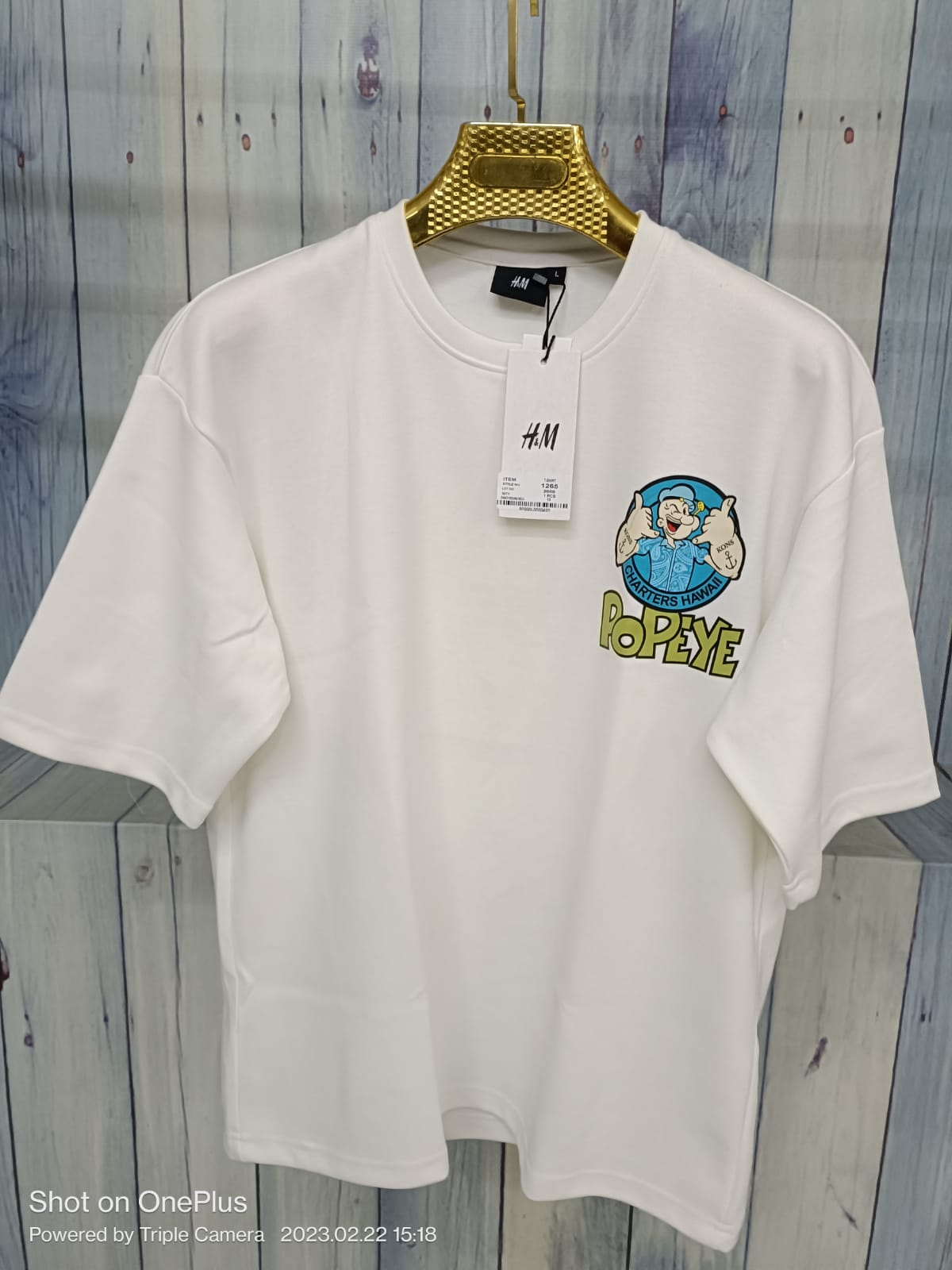 POPEYE Blue Colour With Back Print Drop Shoulder Lycra Fabric T Shirt 298127