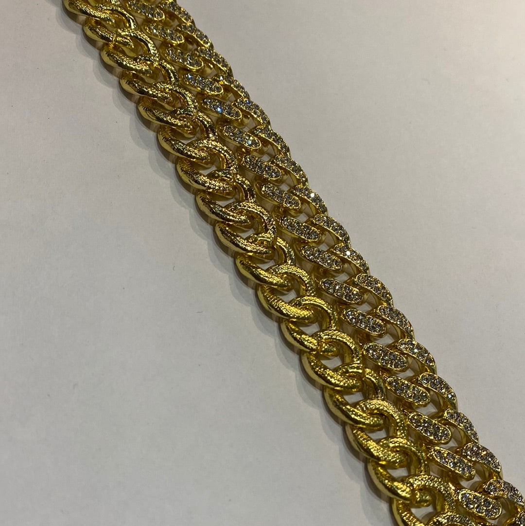 Gold Chain With Diamond Studded Cuban Chain 49314