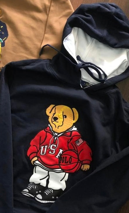 RL LOP POL Navy Blue Colour Hoodie Teddy Bear Man Unisex  9147