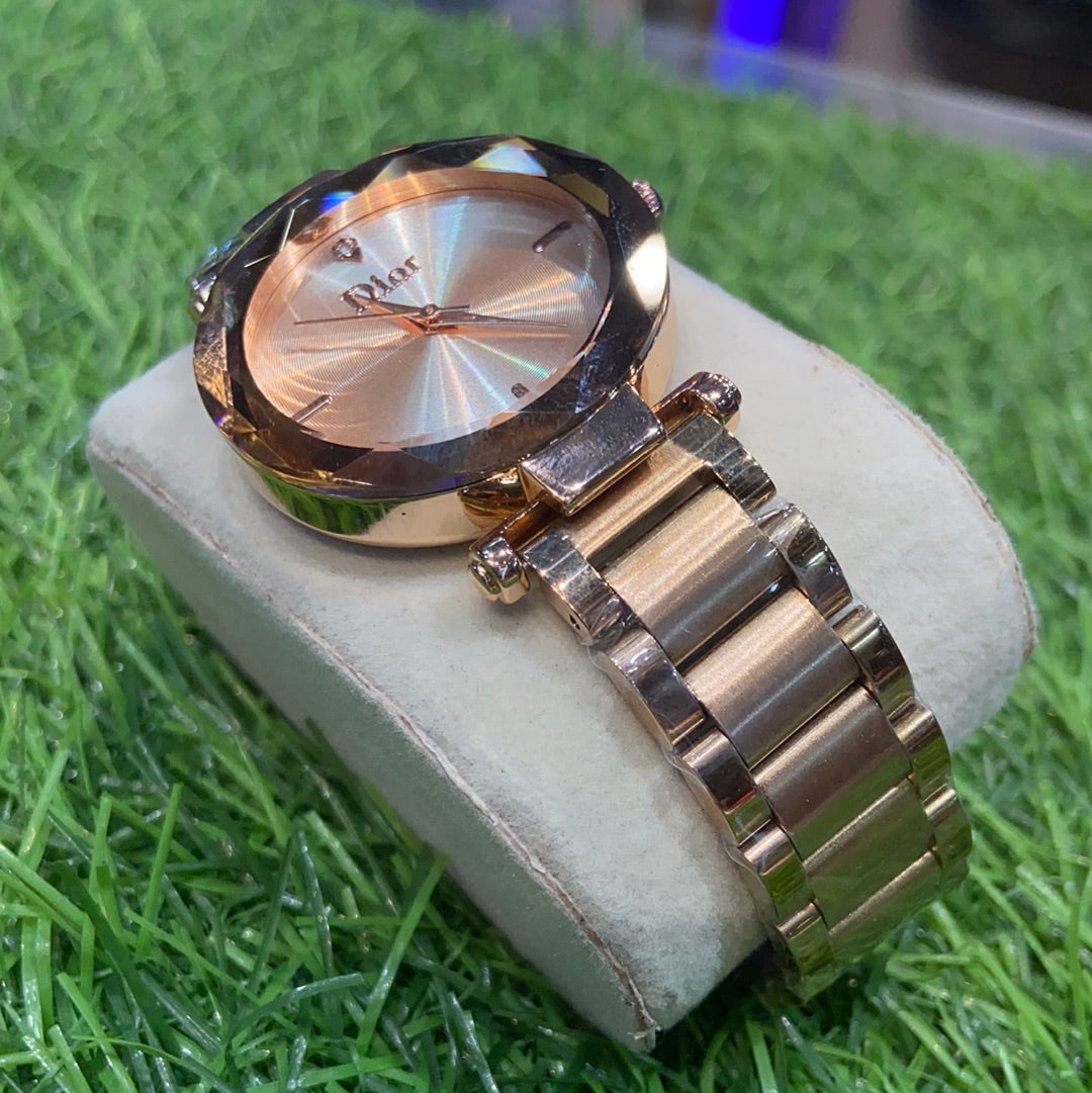 Oid Copper Chain Orange Dial Ladies Watch