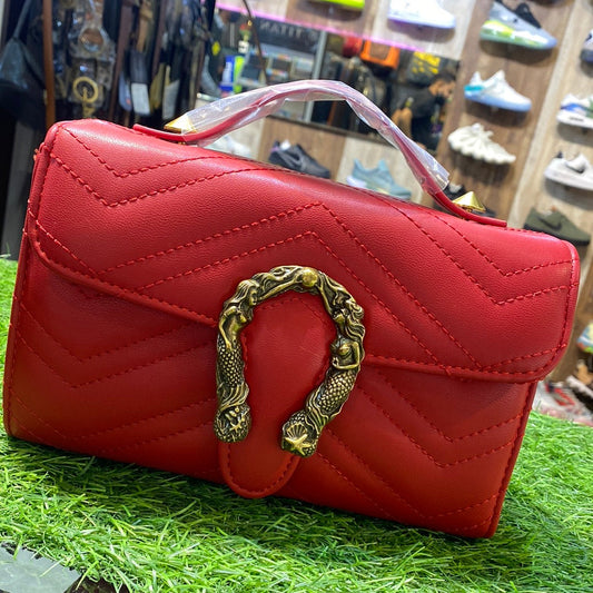 Red G Imported Leather Sling Bag for Her / Ladies / Girls Cug