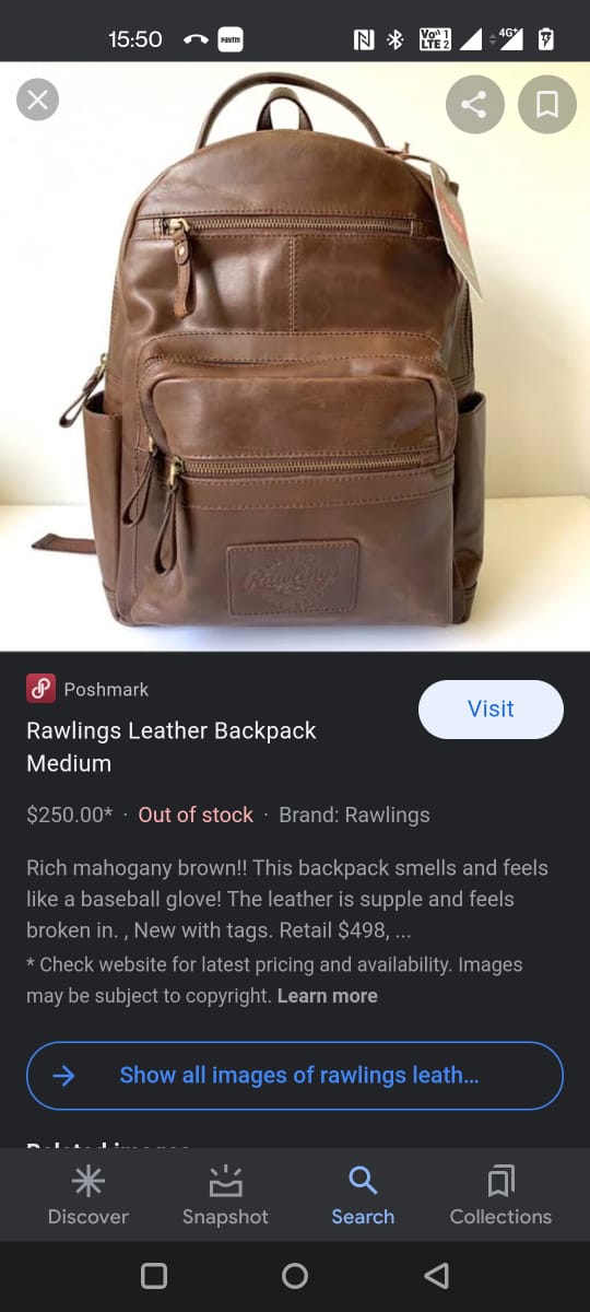 Rawlings Genuine Leather Backpack Bag
