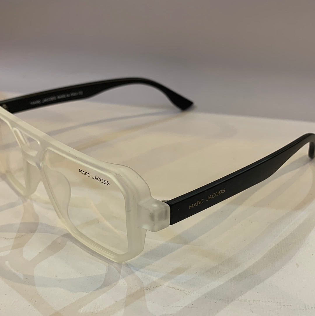 RAM Matte White Transperent Frame Black Stick Transperent Shade Unisex Sunglasses 66802 52 16-145