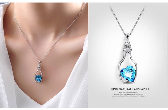 Blue Heart Bottle Shaped Pendant