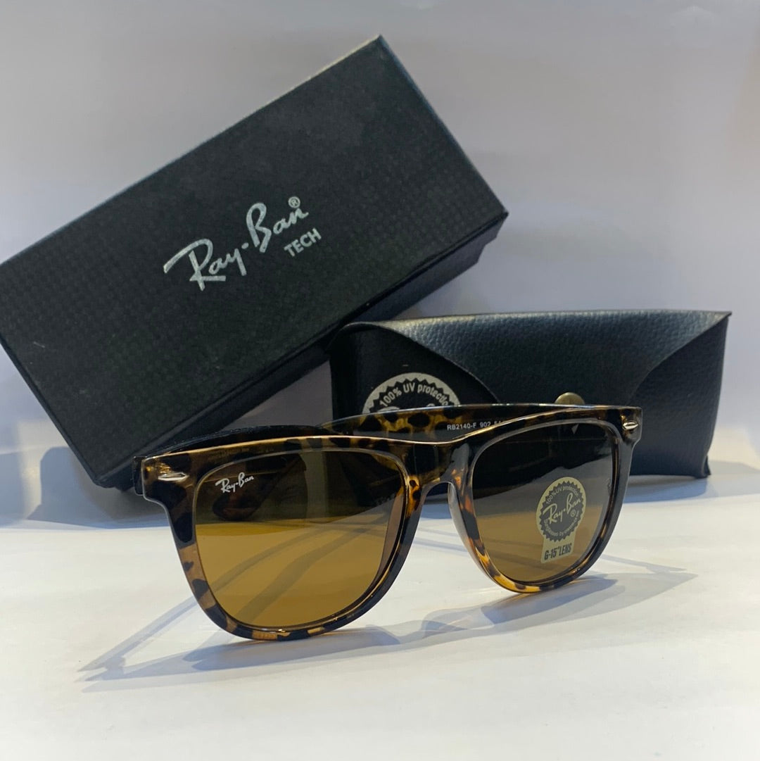 Rb Glossy Leopard Print Brown Shades Sunglasses 2140