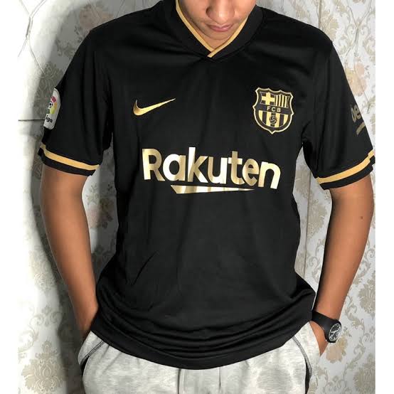 Kin Black Colour Rakuten Logo Branded Lycra Cotton Football Jersey 110337