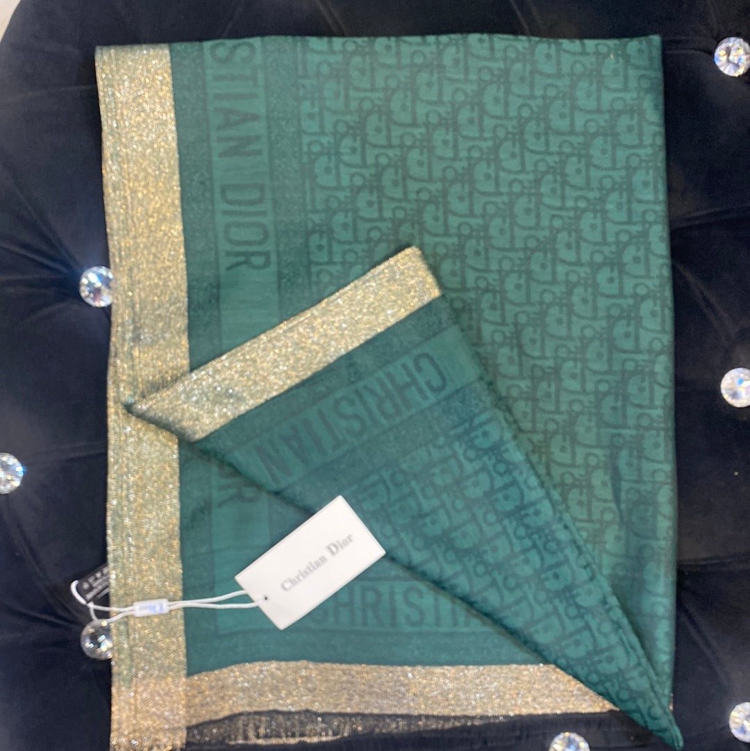Oid Green  Colour Gold Boder Oid Print Heavy Quality Muffler  9343