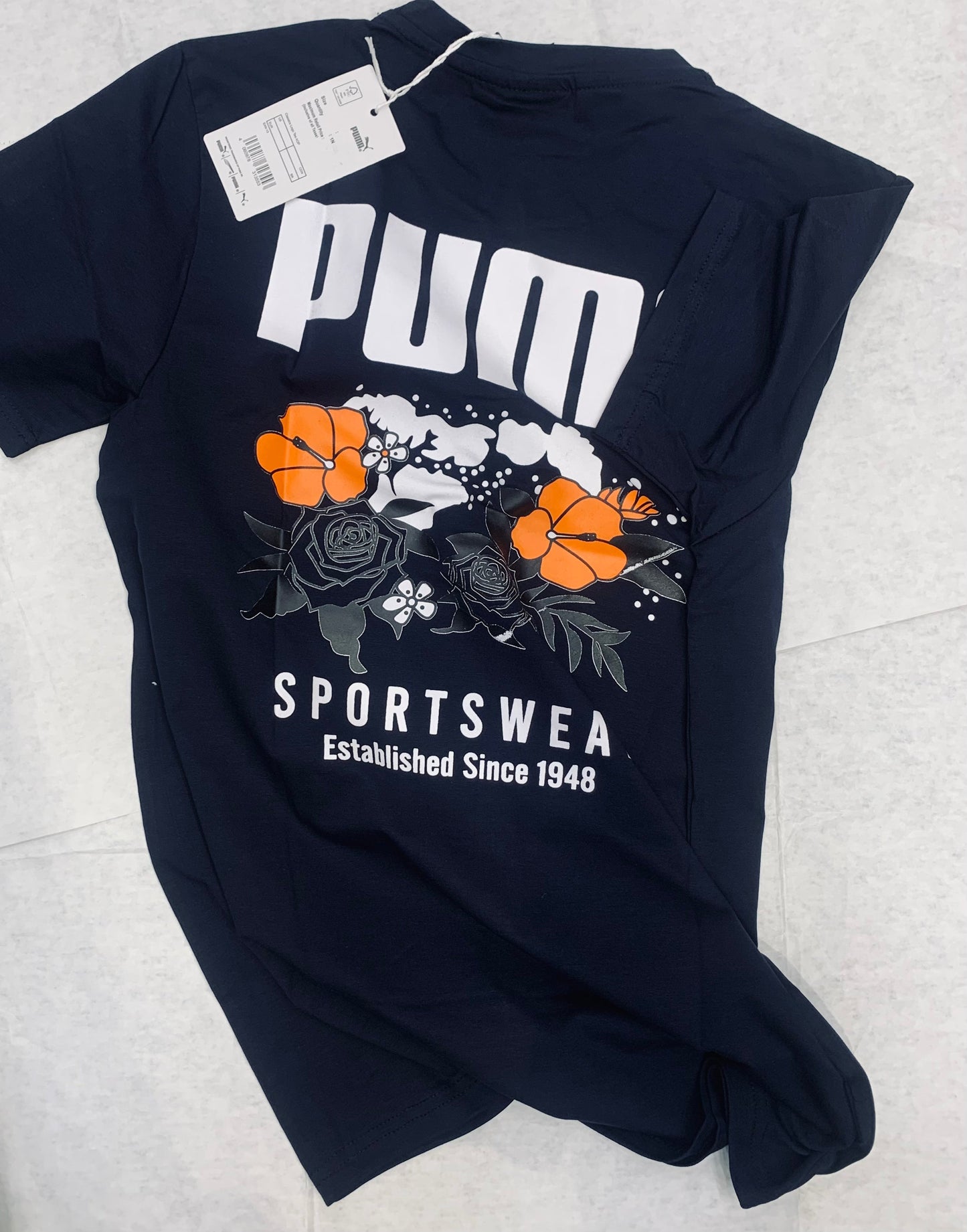 MUP Navy Blue Colour With Back Floral Print Half Sleeve Tshirt 50117