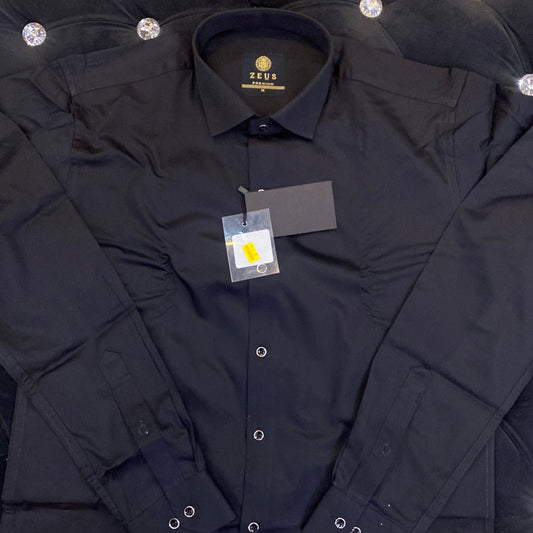 Zeus UEZ Black Colour Lycra Cotton Full Sleeve Premium Shirt 9128