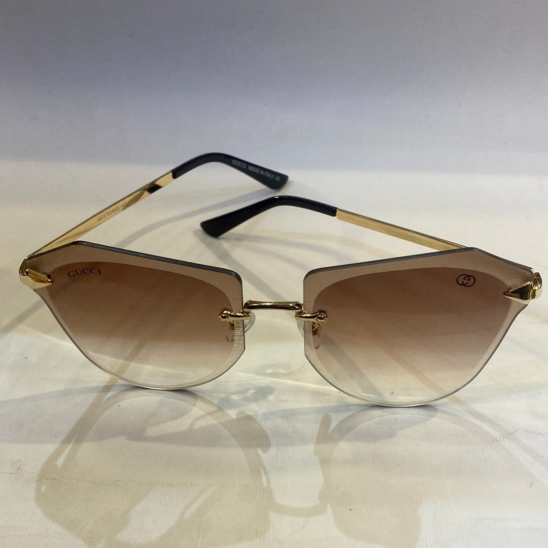 CUG Frameless Golden Stick Brown Shade Sunglass 6872 63 17-145