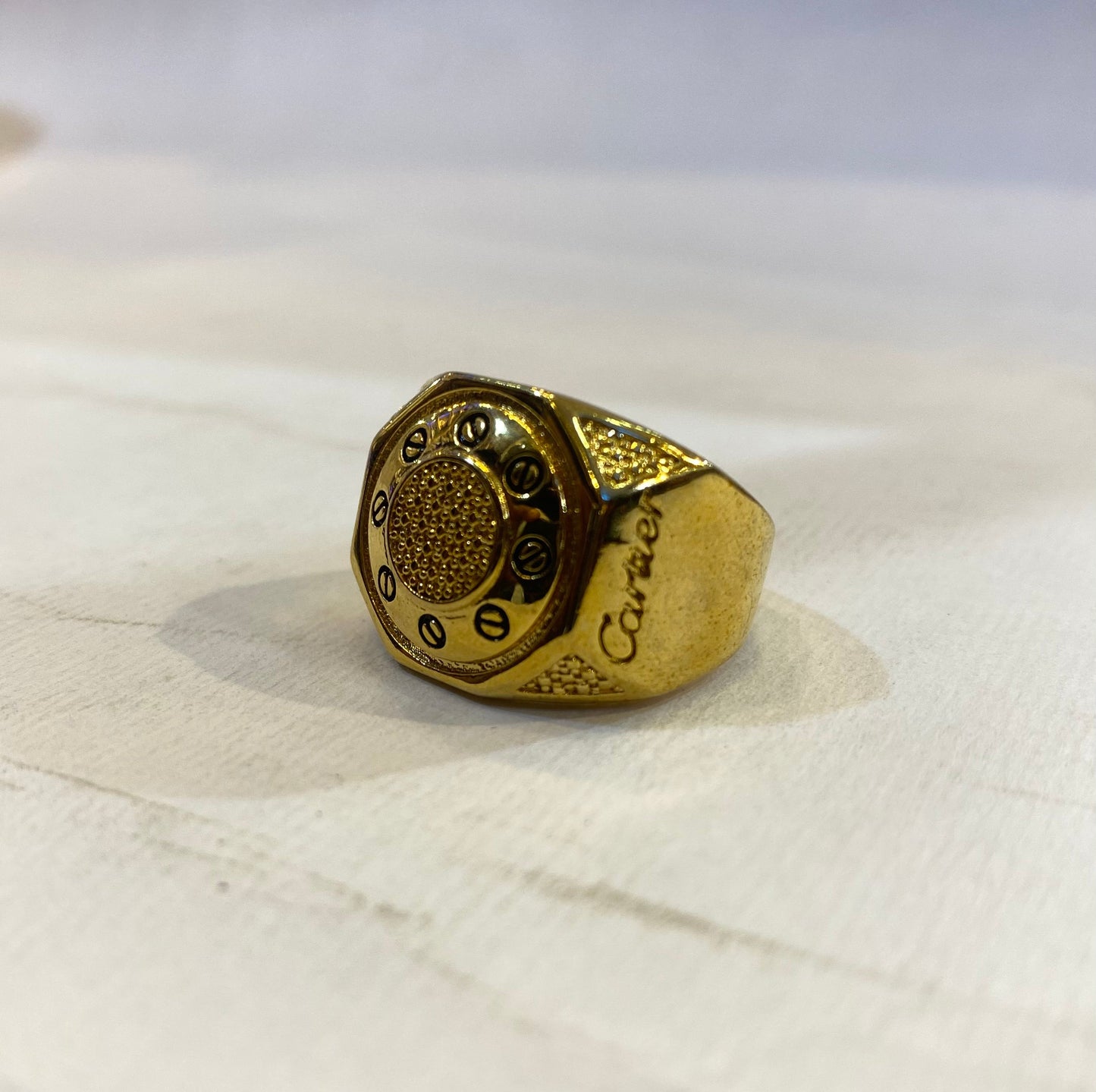 Gold Black Color With Multiple Design Stainless Steel Circle Plain Premium Quality Men’s Ring 50254