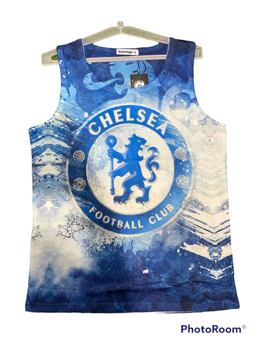 Gainings Chelsea Blue Football Club Leaf Sando Tank  Vest Gym Wear 110258