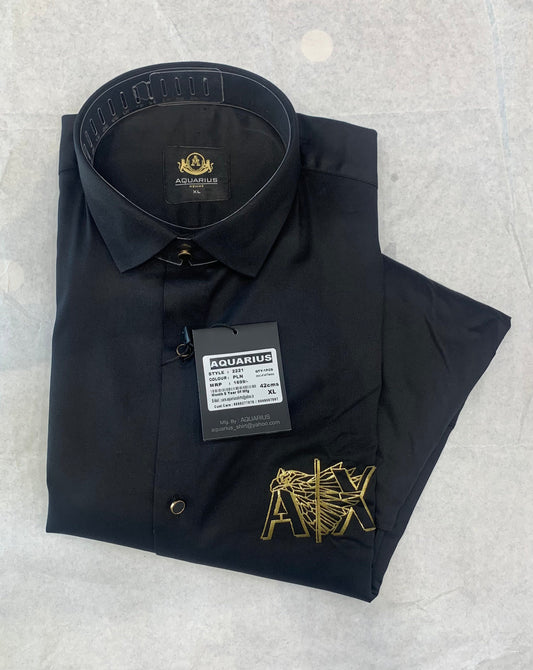 AQUARIUS AX Black Color With AX Print Design Premium Quality Full sleeve Shirt 2221