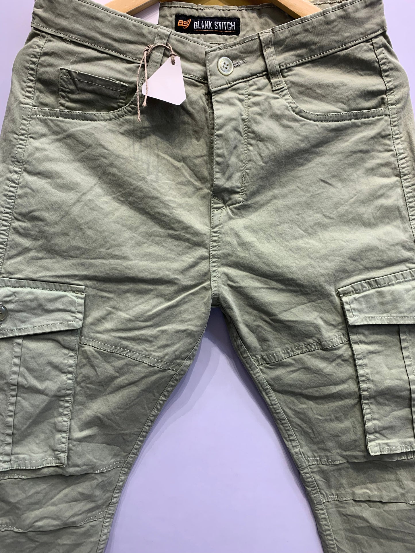 Blank Stitch Green Colour With 6 Pocket Cargo 1105013