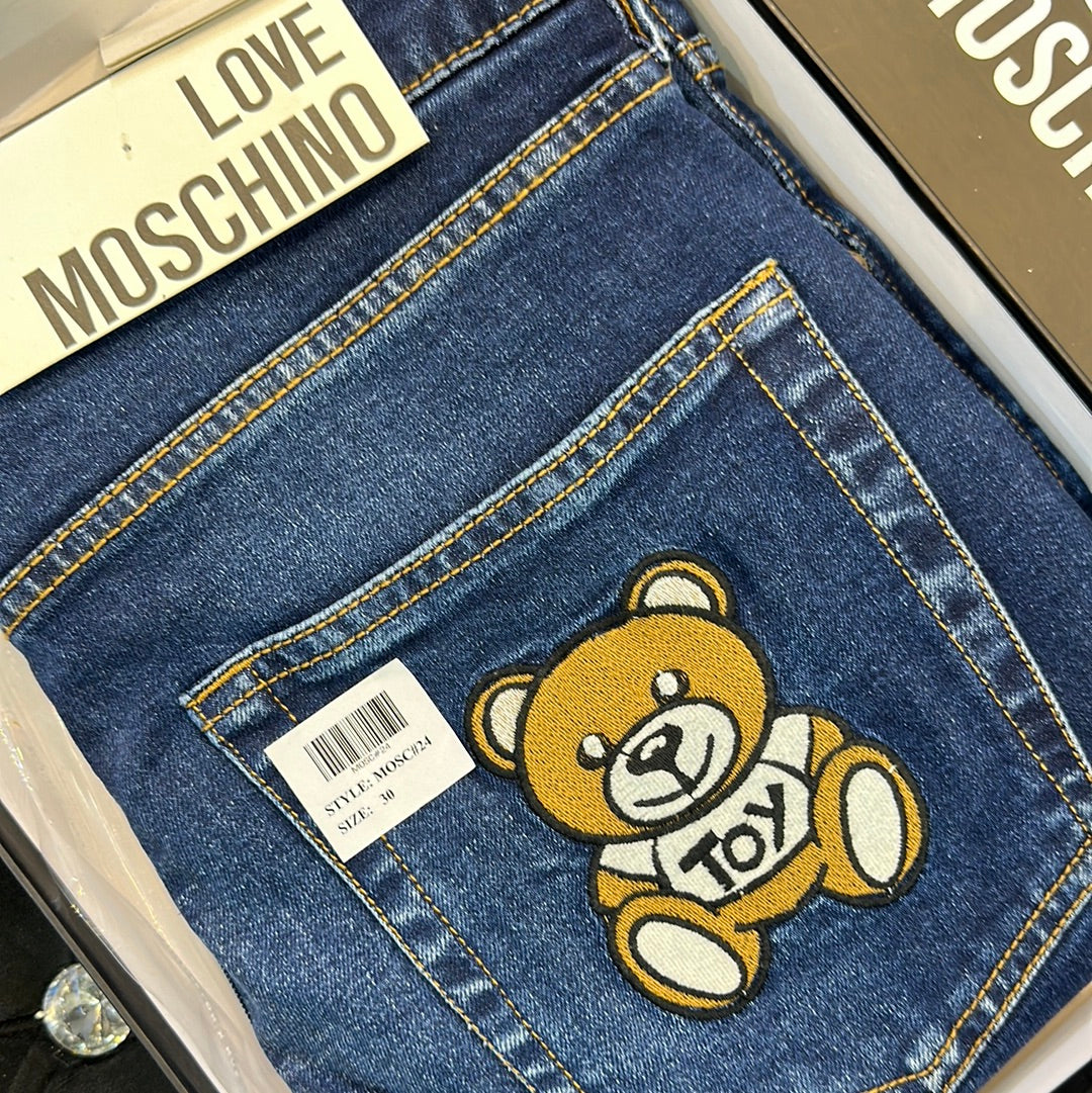Som Mos Navy Blue Back Teddy Embroidery Mens Hight Quality Men’s Straight Jeans 67088