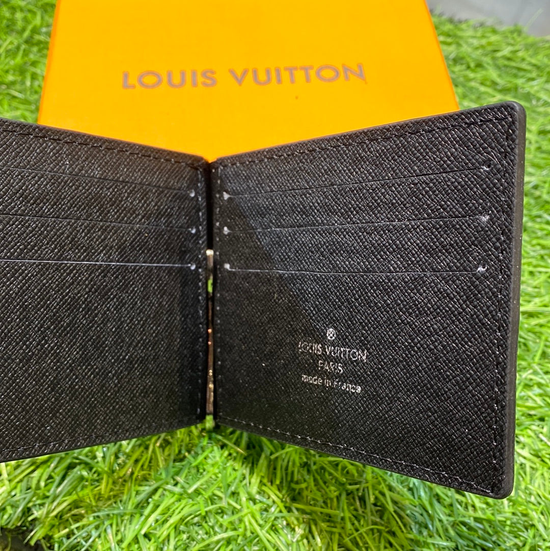 UOL VL Black Flower Branded Luxury Italian Leather Money Clipper Wallet Model Black Flower 665433