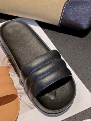 Black Colour Plain Slipper Sliders 901101