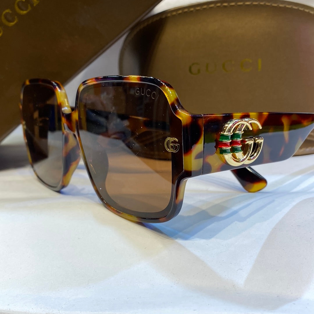 CUG Glossy Leopard Frame Brown Shade Unisex Branded Sunglasses 6203 6515-143