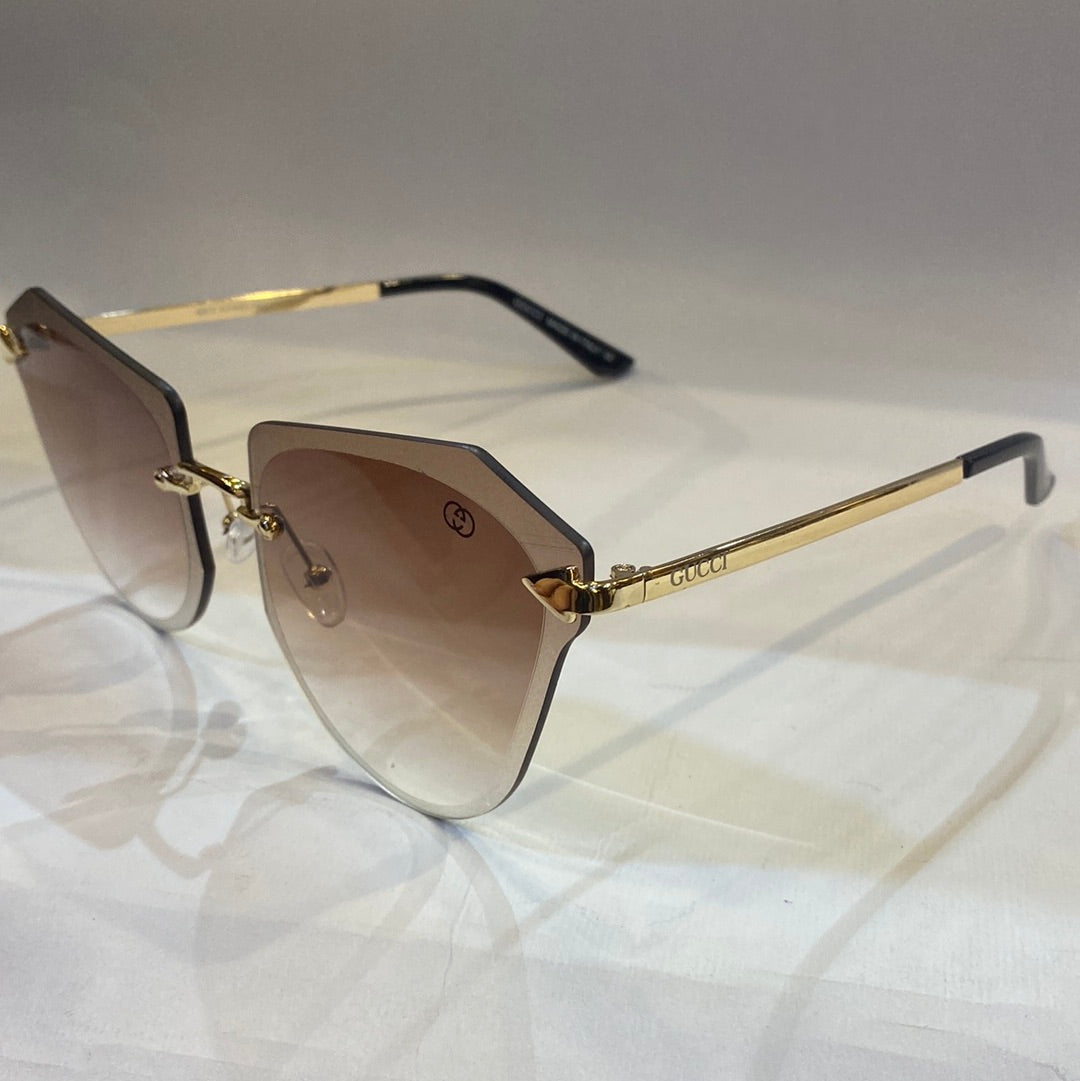 CUG Frameless Golden Stick Brown Shade Sunglass 6872 63 17-145