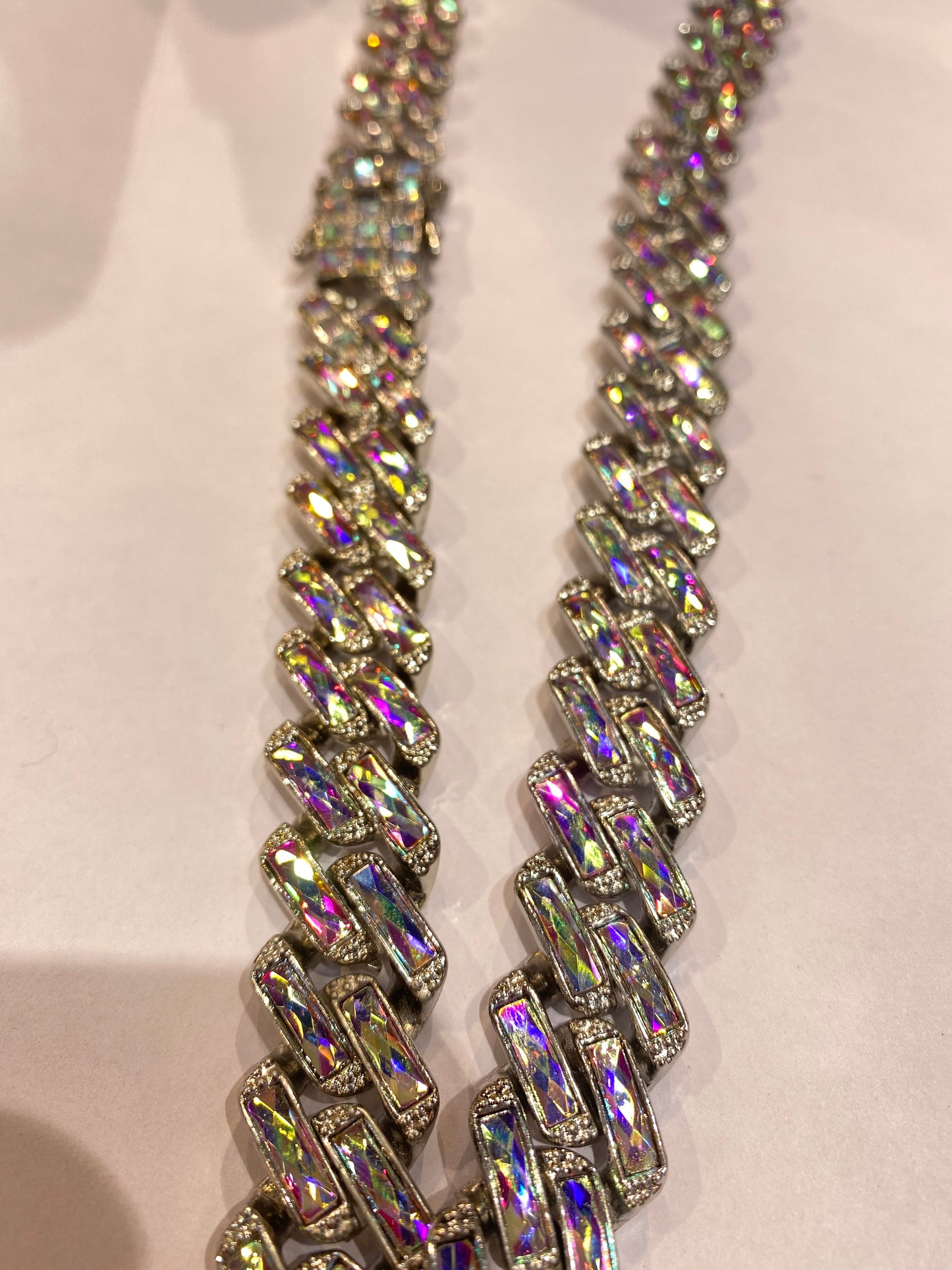 Sliver Colour With Multi Colour Diamond Studded Necklaces 75094