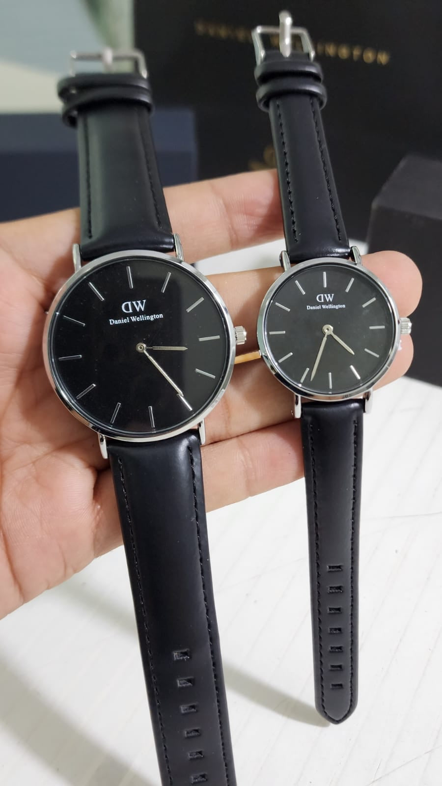 Wd Black Strap Black Dial Silver Ring Man Watch
