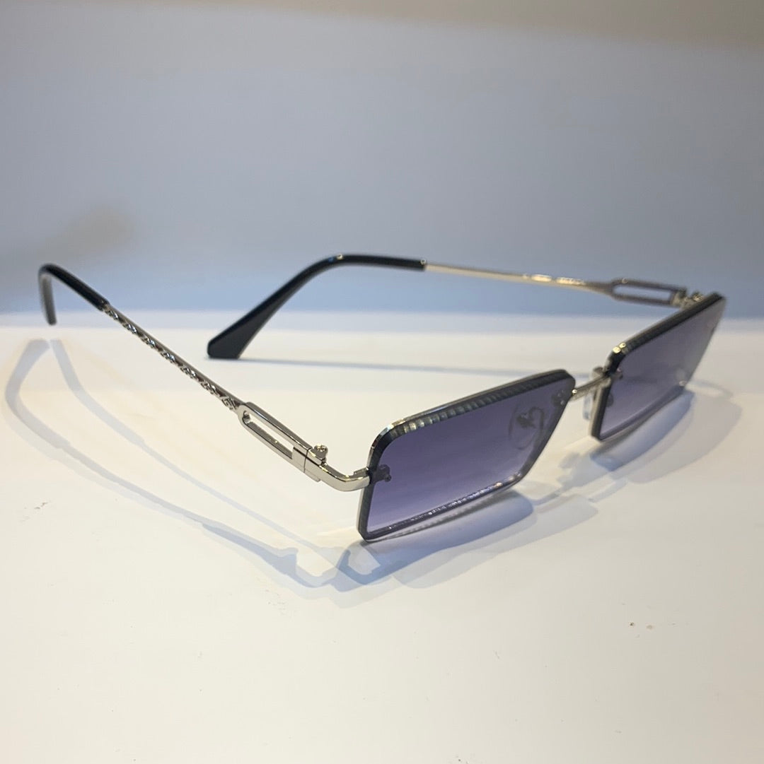 Cug Silver Black Frame Blue Shade Unisex Sunglass 2A107