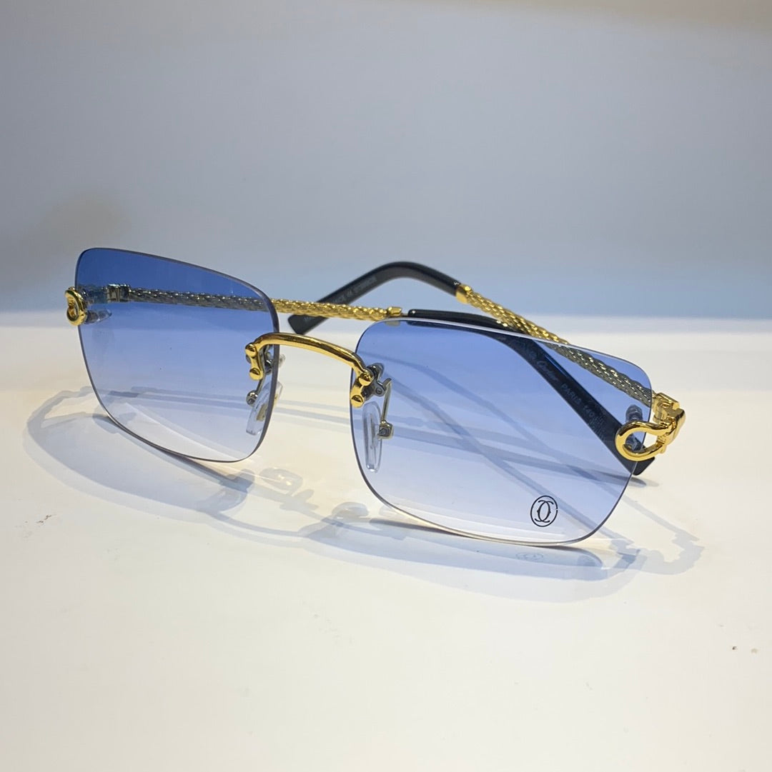 Rac Golden Black Frame Blue White Shade Unisex Sunglass 31399838