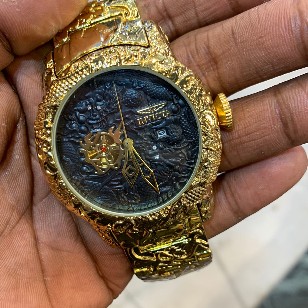 VNI Gold Chain Black Dial Big Size Men Watch 931302