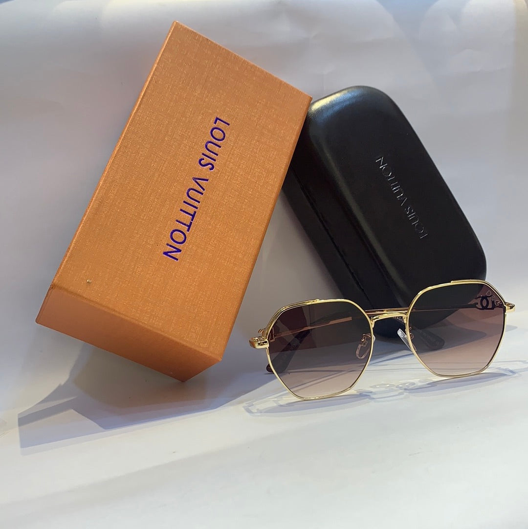 D&g g&d Glossy  gold Frame brown Shade Unisex Sunglass H5606 C4 56 15 140