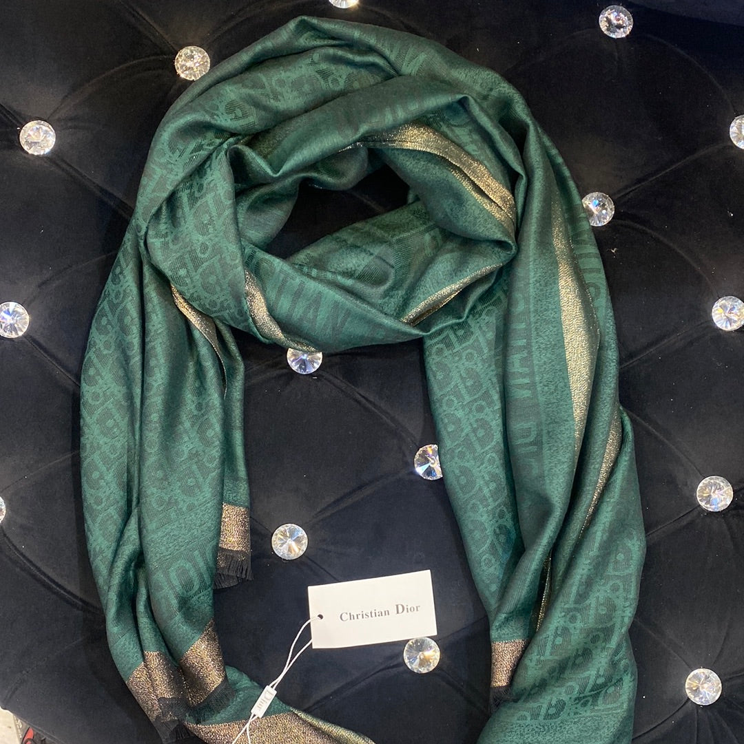 Oid Green  Colour Gold Boder Oid Print Heavy Quality Muffler  9343