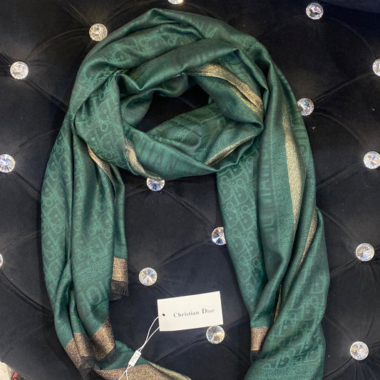 Oid Green  Colour Gold Boder Oid Print Heavy Quality Muffler  9343