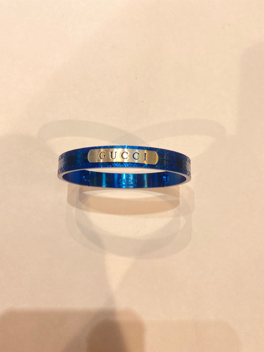 Blue Colour Cug Sliver Logo Design Heavy Quality Bracelet 199919