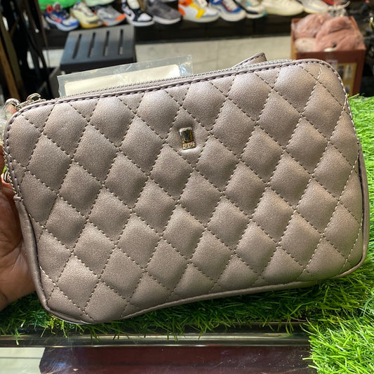 Silver Grey D Imported Leather Sling Bag for Her / Ladies / Girls Vad