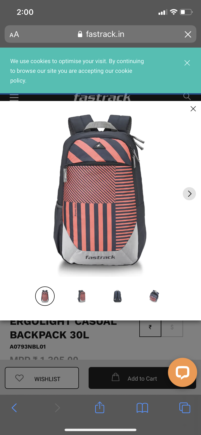 BLUE FREERAIL ERGOLIGHT CASUAL BACKPACK 30L  A0793NBL01