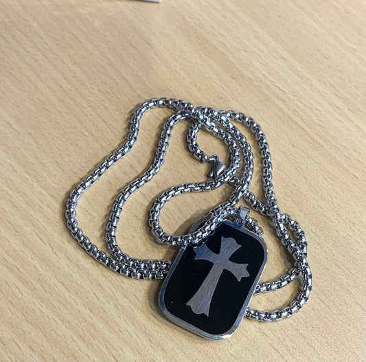 Sliver Jesus Cross Pendant Necklace Chain 50304