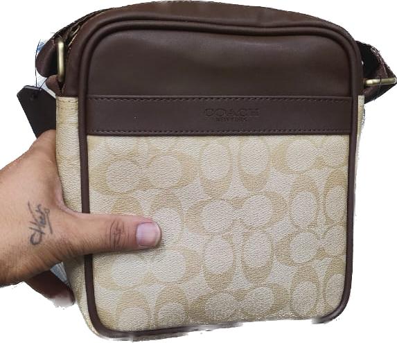 Aoc  Brown Cream Colour Leather Men Sling Bag 730728