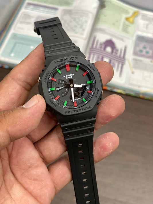Hsg Black Silicone Strap Black Dial Water resistant Sports Men Whatch 901279