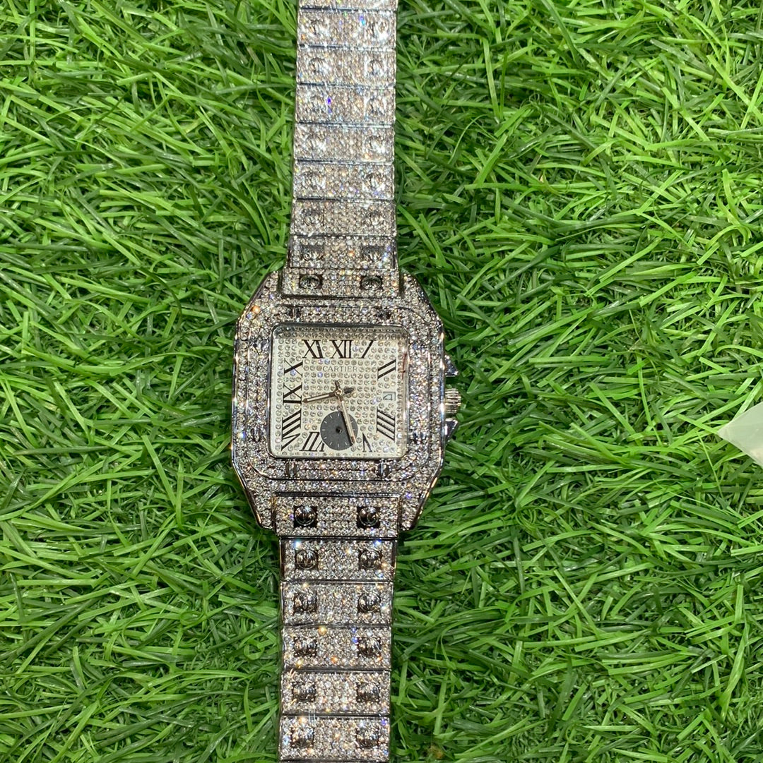 RAC Silver diamond chain white dial Chrono working Men watch