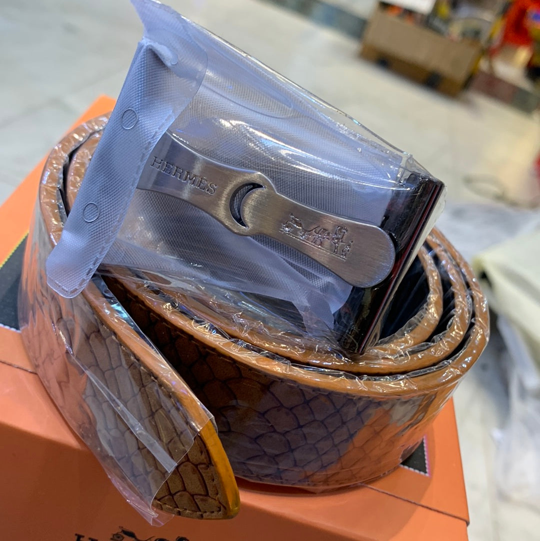 Reh Tan Colour Silver Reh Logo Buckle Men’s Belts 12060