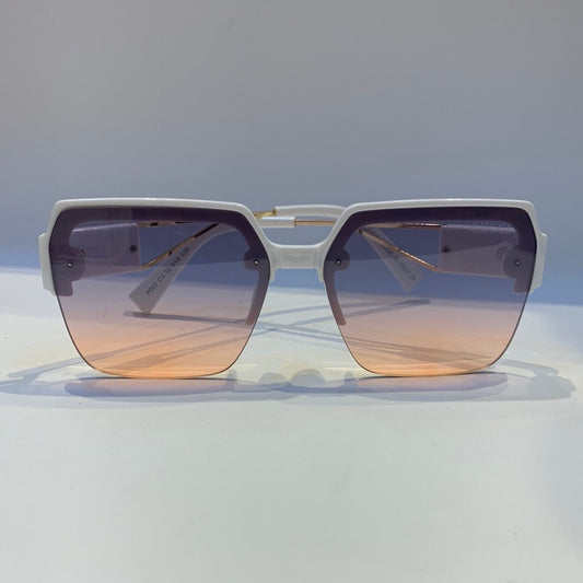 Cug White Gold Frame Purple Peach Shade Sunglass P003 C3 52 18-139
